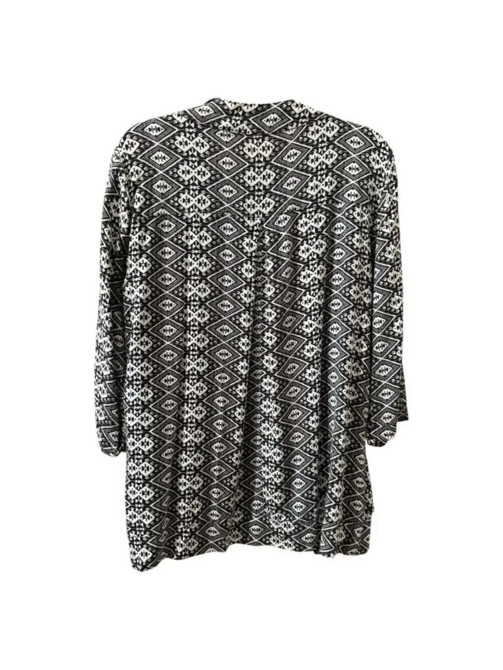 Hollister Redondo Kimono Blazer Sz M Black White Southwestern Print 3/4 Sleeve - Picture 2 of 9